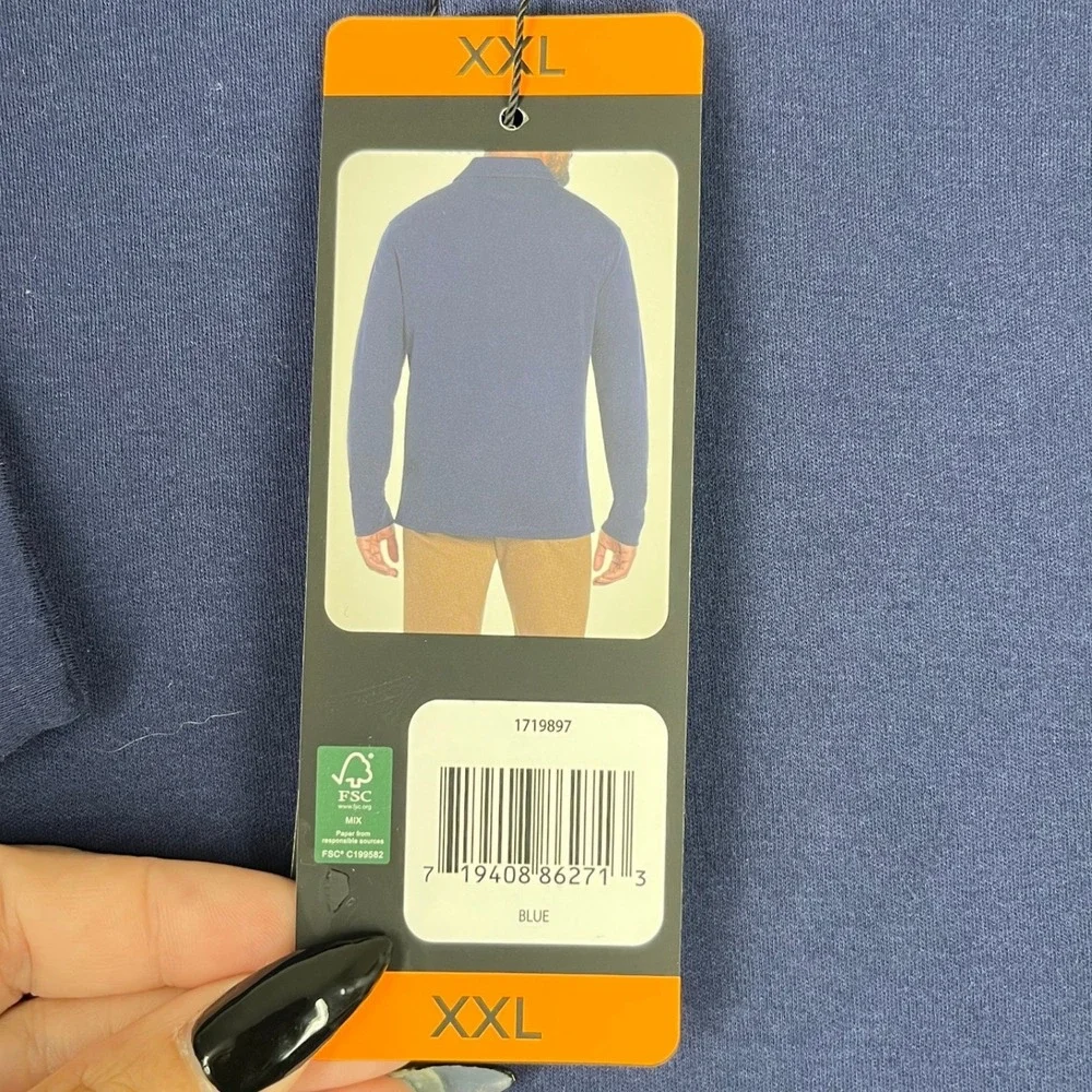 Banana Republic Luxe Touch‎ Business Casual Polo Shirt Mens XXL Blue Long Sleeve